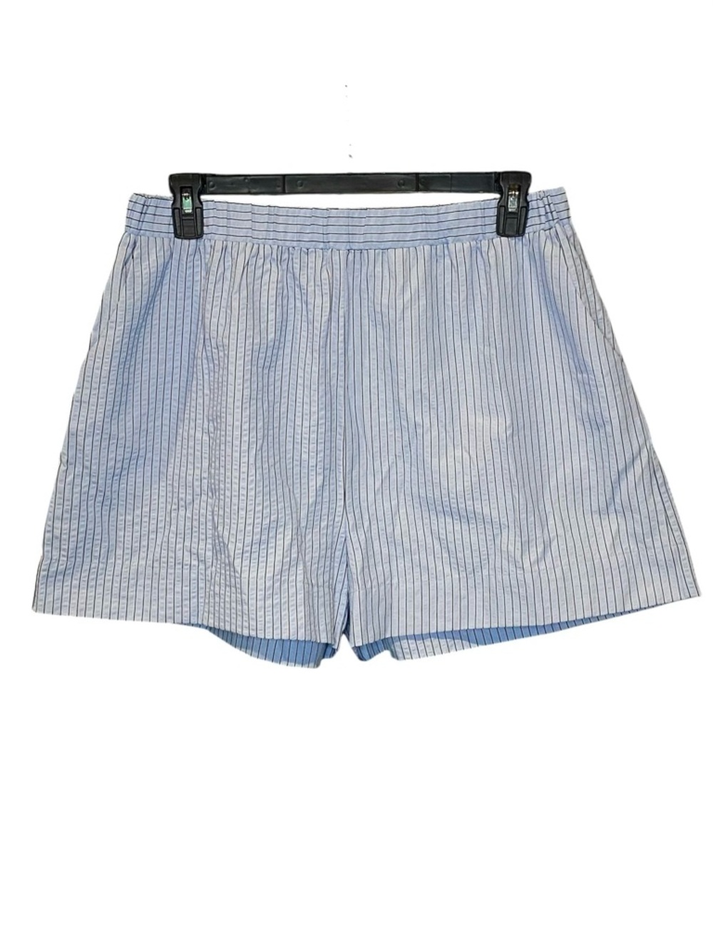 Pomander Place Womens Blue Stripe Cotton Poplin Boxer Shorts Size XL NWOT